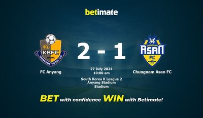 FC Anyang vs Chungnam Asan FC Prediction, Odds & Betting Tips 07/27/2024