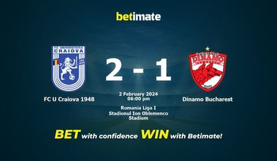 FC U Craiova 1948 vs Dinamo Bucharest التوقعات، الصعاب ونصائح الرهان 02/02/2024