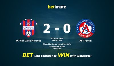 FC Vion Zlate Moravce vs AS Trencin Prediction, Odds & Betting Tips 05/20/2025