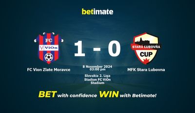 FC Vion Zlate Moravce vs MFK Stara Lubovna Prediction, Odds & Betting Tips 11/08/2024