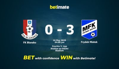 FK Blansko vs Frydek Mistek Prediction, Odds & Betting Tips 05/16/2025