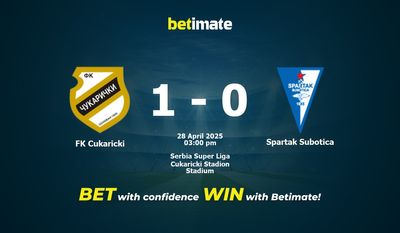 FK Cukaricki vs Spartak Subotica Prediction, Odds & Betting Tips 04/28/2025