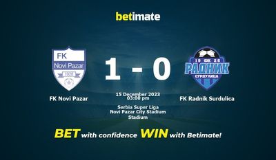 FK Novi Pazar vs FK Radnik Surdulica 预测、赔率和赔率投注技巧 12/15/2023