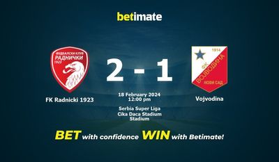 FK Radnicki 1923 vs Vojvodina 预测、赔率和投注技巧 02/18/2024