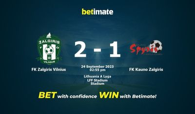 FK Zalgiris Vilnius vs FK Kauno Zalgiris Prediction, Odds & Betting Tips 09/24/2023