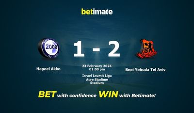Hapoel Akko vs Bnei Yehuda Tel Aviv التوقعات، الاحتمالات ونصائح الرهان 23/02/2024
