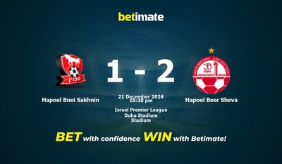 Pronostici, quote e suggerimenti per le scommesse Hapoel Bnei Sakhnin vs Hapoel Beer Sheva 21/12/2024