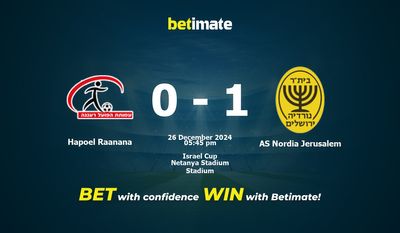 Hapoel Raanana vs AS Nordia Jerusalem Prediction, Odds & Betting Tips 12/26/2024