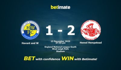 Havant and W vs Hemel Hempstead Prediction, Odds & Betting Tips 12/13/2023