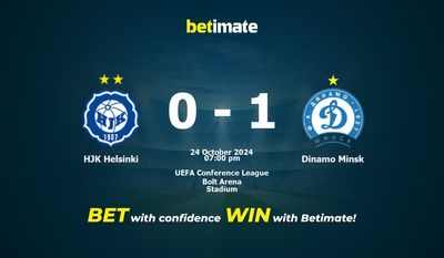 HJK Helsinki vs Dinamo Minsk Prediction, Odds & Betting Tips 10/24/2024