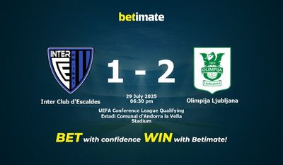 Inter Club d'Escaldes vs Olimpija Ljubljana Prediction, Odds & Betting Tips 07/29/2025