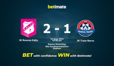 JK Nomme Kalju vs JK Trans Narva Prediction, Odds & Betting Tips 06/15/2025