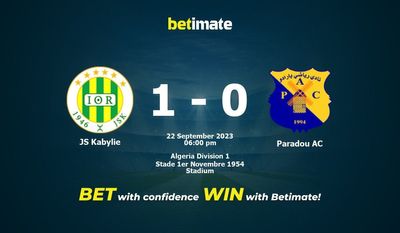 JS Kabylie vs Paradou AC Prediction, Odds & Betting Tips 09/22/2023