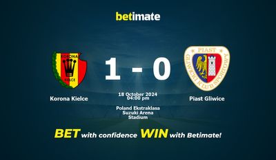 Korona Kielce vs Piast Gliwice Prediction, Odds & Betting Tips 10/18/2024