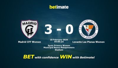 Madrid CFF Women vs Levante Las Planas Women Prediction, Odds & Betting Tips 02/18/2024