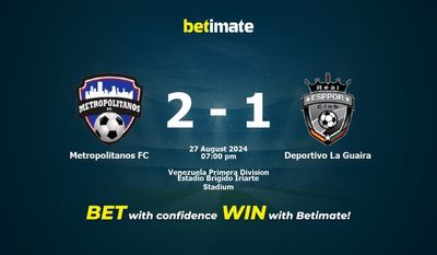 Metropolitanos FC vs Deportivo La Guaira Prediction, Odds & Betting Tips 08/27/2024