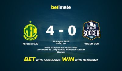 Mirassol U20 vs VOCEM U20 Prediction, Odds & Betting Tips 08/10/2023