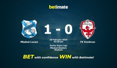 Mladost Lucani বনাম FK Vozdovac ভবিষ্যদ্বাণী, মতভেদ এবং বাজির টিপস 02/26/2024