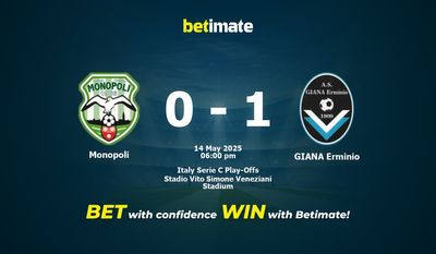 Monopoli vs GIANA Erminio Prediction, Odds & Betting Tips 05/14/2025
