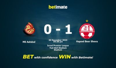 MS Ashdod vs Hapoel Beer Sheva 预测、赔率和投注技巧 12/30/2023