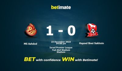 MS Ashdod vs Hapoel Bnei Sakhnin 预测、赔率和投注技巧 12/23/2023