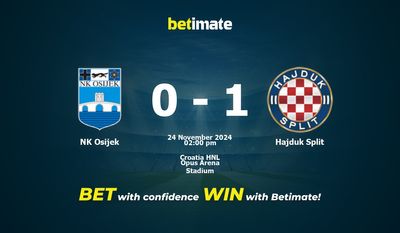 NK Osijek vs Hajduk Split Prédiction, cotes et conseils de paris 24/11/2024