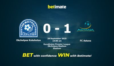 Okzhetpes Kokshetau vs FC Astana Prediction, Odds & Betting Tips 09/28/2025
