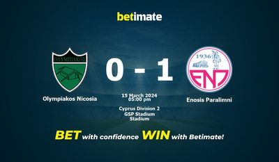 Olympiakos Nicosia vs Enosis Paralimni Prediction, Odds & Betting Tips 03/15/2024