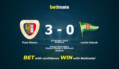Piast Gliwice vs Lechia Gdansk Prediction, Odds & Betting Tips 10/25/2024