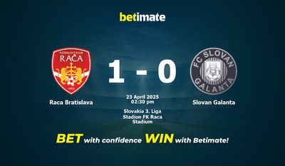 Raca Bratislava vs Slovan Galanta Prediction, Odds & Betting Tips 04/23/2025