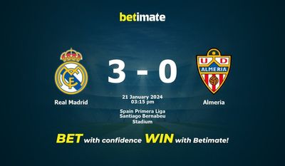 توقعات مباراة ريال مدريد وألميريا، الصعاب ونصائح الرهان 21/01/2024