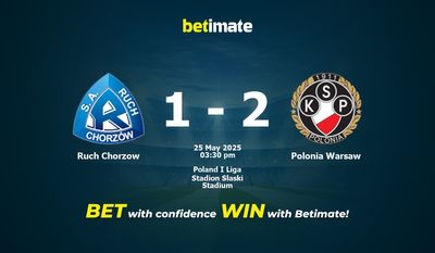 Ruch Chorzow vs Polonia Warsaw Prediction, Odds & Betting Tips 05/25/2025