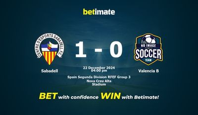 Pronostic Sabadell vs Valencia B, cotes et conseils de paris 22/12/2024