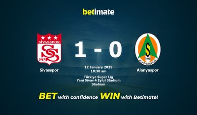 Predicción, cuotas y consejos de apuestas Sivasspor vs Alanyaspor 12/01/2025