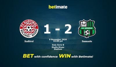 Sudtirol vs Sassuolo Prediction, Odds & Betting Tips 11/09/2024