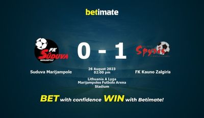 Suduva Marijampole vs FK Kauno Zalgiris Prediction, Odds & Betting Tips 08/26/2023