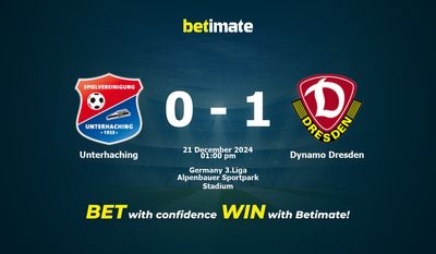 Unterhaching vs Dynamo Dresden Prediction, Odds & Betting Tips 12/21/2024