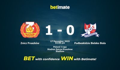 Znicz Pruszków vs Podbeskidzie Bielsko Biala التنبؤ، الصعاب & نصائح الرهان 17/12/2023