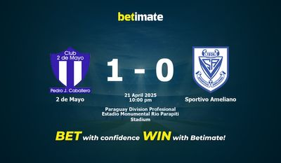 Predicción, probabilidades y consejos de apuestas 2 de Mayo vs Sportivo Ameliano 21/04/2025