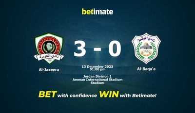 Predicción, cuotas y consejos de apuestas Al Jazeera vs Al Baqa'a 13/12/2023