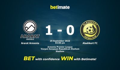 Predicción, cuotas y consejos de apuestas de Ararat Armenia vs Alashkert FC 25/09/2023