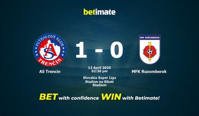 Pronóstico, cuotas y pronósticos de apuestas AS Trencin vs MFK Ruzomberok 12/04/2025