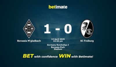 Pronóstico, cuotas y pronósticos de apuestas para el Borussia M'gladbach vs. Friburgo (12/04/2025)