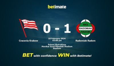 Predicción, cuotas y consejos de apuestas Cracovia Cracovia vs Radomiak Radom 10/02/2024