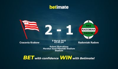 Predicción, cuotas y consejos de apuestas Cracovia Cracovia vs Radomiak Radom 08/03/2025