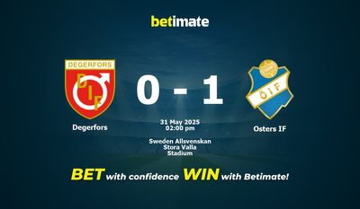 Pronóstico, cuotas y pronósticos de apuestas para el Degerfors vs. Osters IF (31/05/2025)