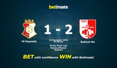 Predicciones, cuotas y consejos de apuestas de FK Napredak vs Radnicki Nis 15/12/2024