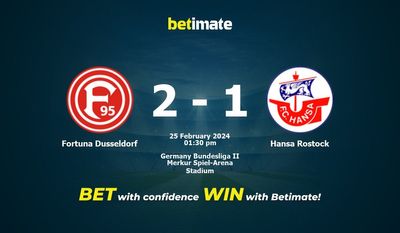 Predicción, cuotas y consejos de apuestas para Fortuna Dusseldorf vs Hansa Rostock 25/02/2024