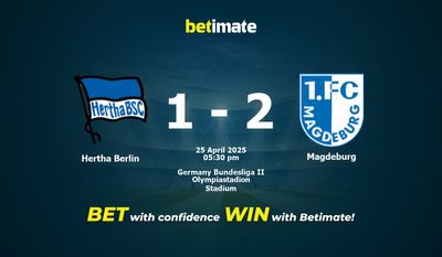 Pronóstico, cuotas y pronósticos del Hertha Berlín vs. Magdeburgo (25/04/2025)