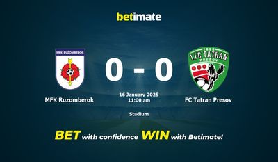 Predicciones, cuotas y consejos de apuestas para MFK Ruzomberok vs FC Tatran Presov 16/01/2025